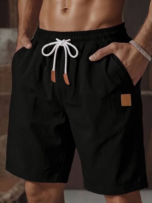 mens linen shorts summer shorts elastic waistband solid color comfortable and breathable casual daily vacation style