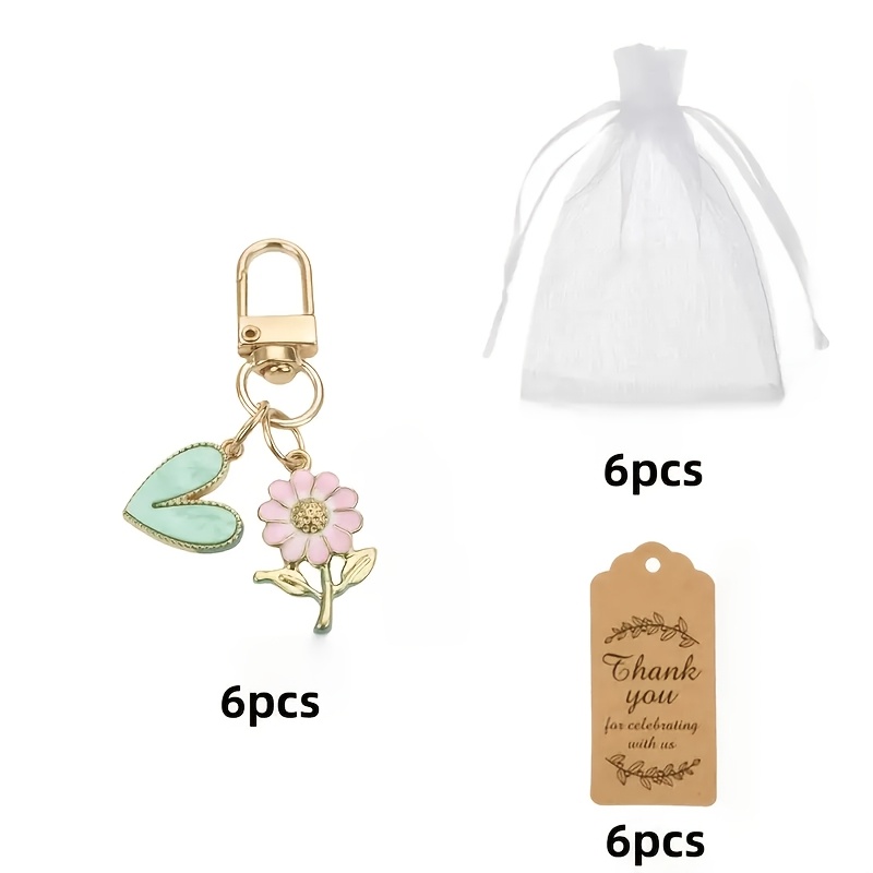 TEMU Set di 18 portachiavi a forma /6 set, con portachiavi a forma di e rosa, ciondolo per borsa, fibbia per cuffie, anello decorativo, aggiunte per