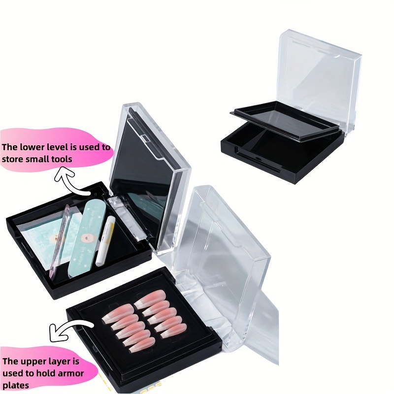 

Dual-layer Clear Nail Art Organizer - Press-on & False Tips Storage Box, Display Case For Manicure Tools And Accessories