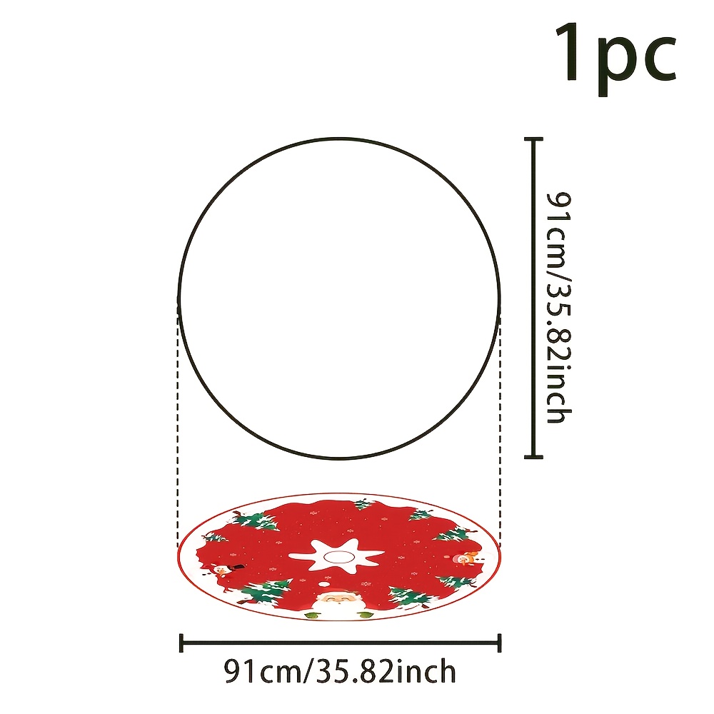 TEMU 1pc Christmas Theme Tree Skirt, Cute Santa Claus Image, Suitable For Christmas Tree Table Mat Decoration
