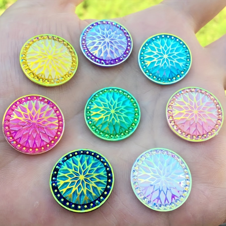 20pcs Random Mixed Snowflake Round Resin Flat Back Embellishments Jewelry Decoration Rhinestones