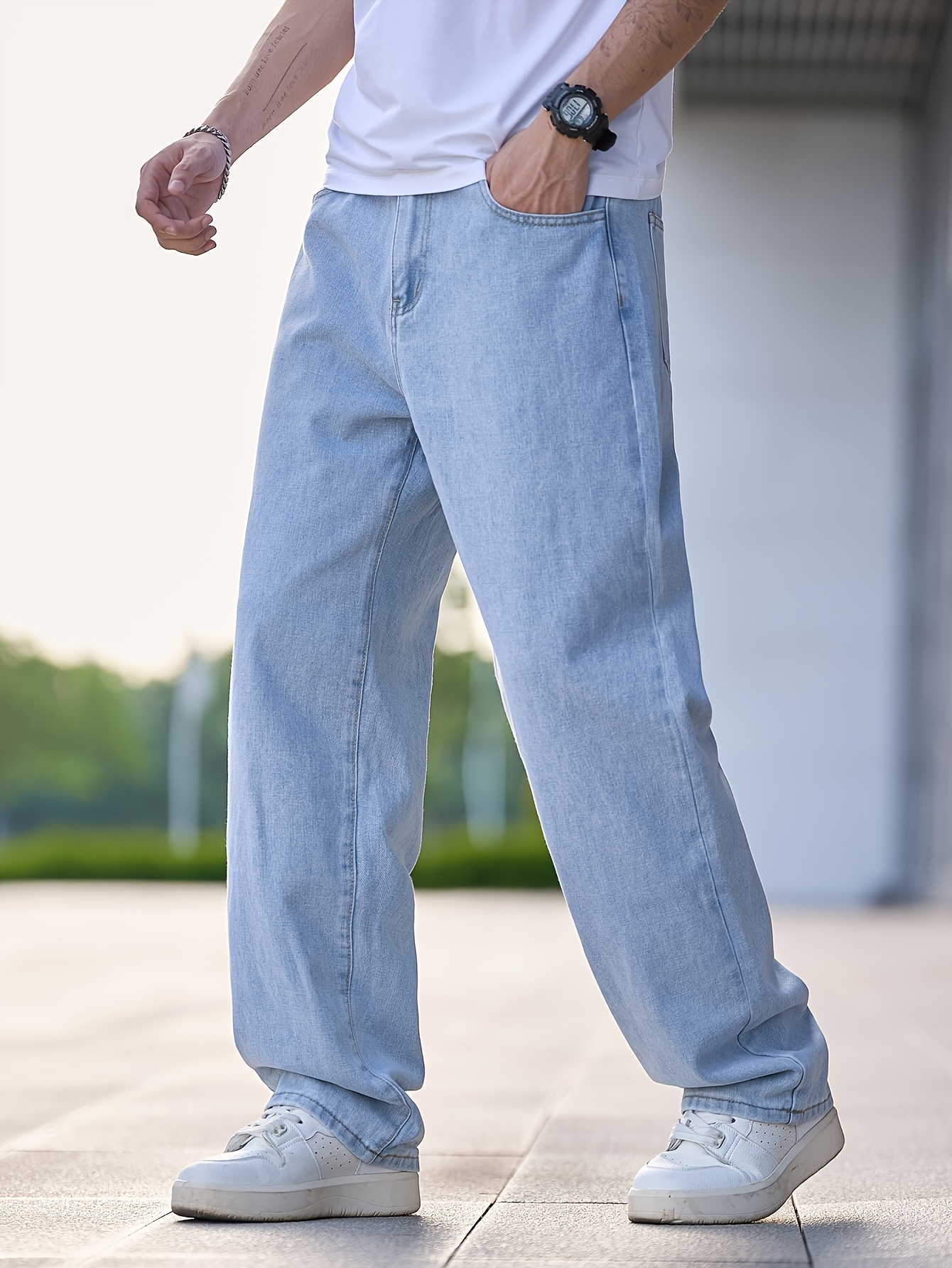 【MONN.:.(モン)】LOOSE DENIM Baggy Jeans Men Male Big & Tall Loose Slightly Tapered
