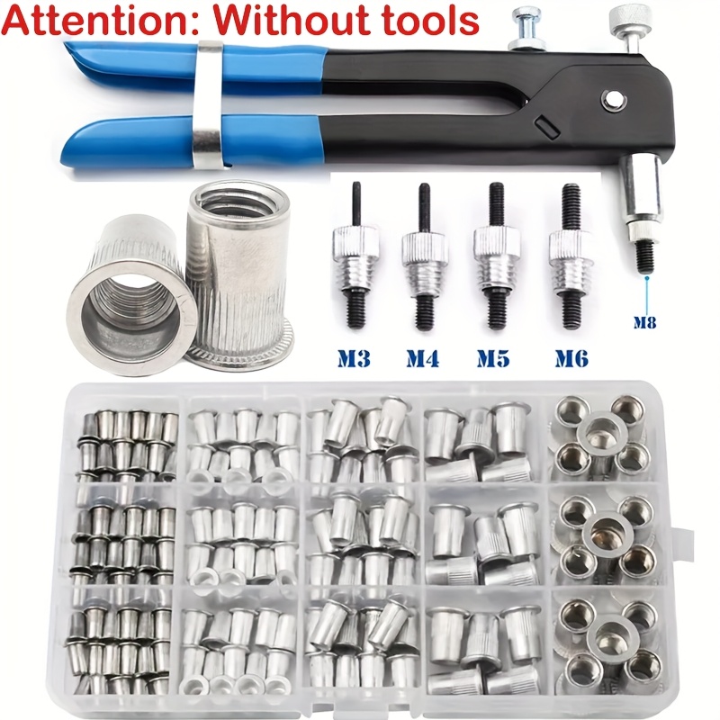 

160pcs Rivet Nuts Kit M3/4/5/6/8/10- Knurled Body, High-strength Aluminum , Embedded Rivet Nut, Threaded Insert Nut - Automobile Restoration, Furniture , And Home Decoration