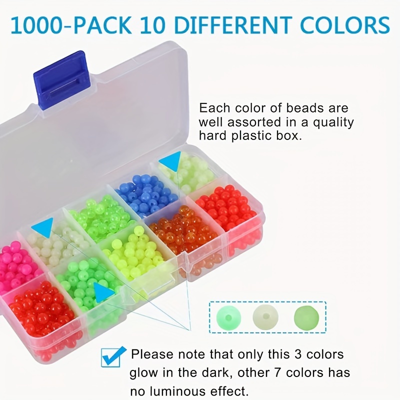 

1000-piece Fishing Beads Set, Abs Material, Round Beads With Holes, Fishing Tackle Accessories, Assorted Colors