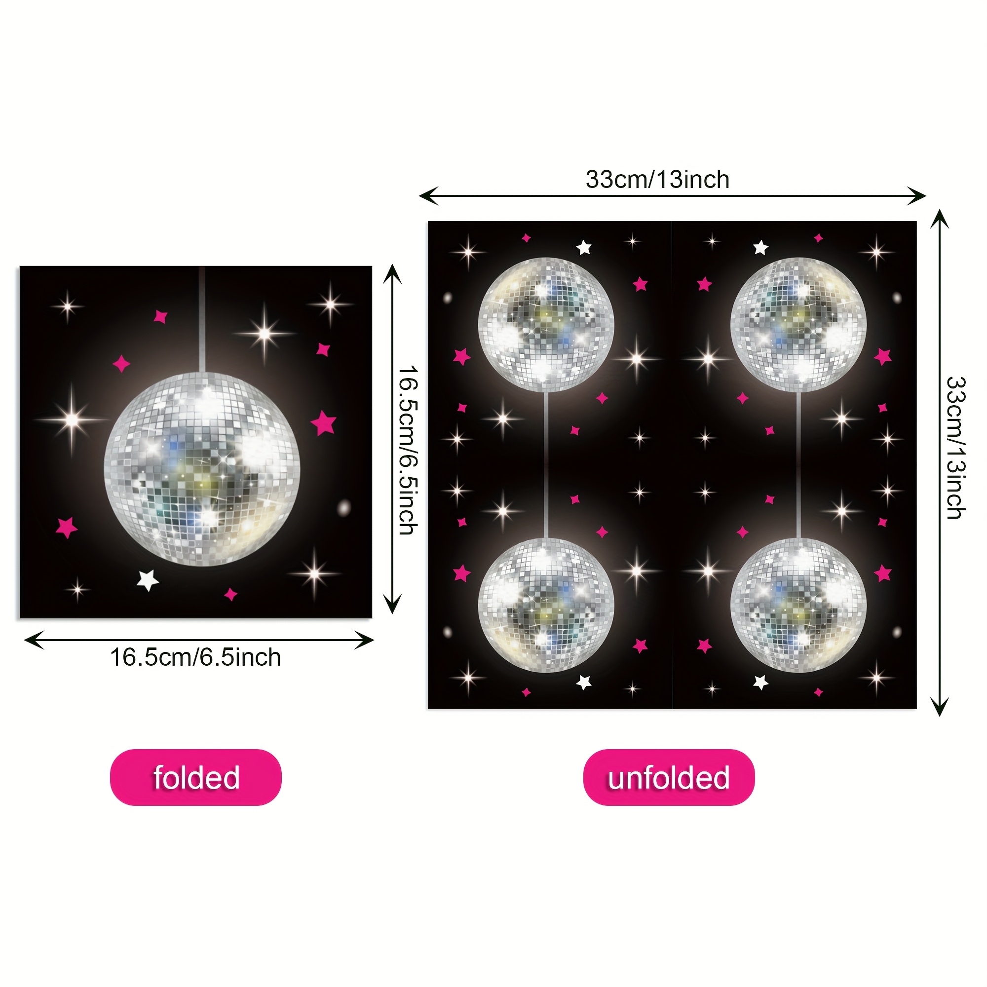 Image of 20pcs Disco Ball Party Napkins - 2-ply Sparkling Design Tabletop Decorations For Music Themed Celebrations, Festivals & Events, Festive Napkins | Vibrant Patterns | Highquality