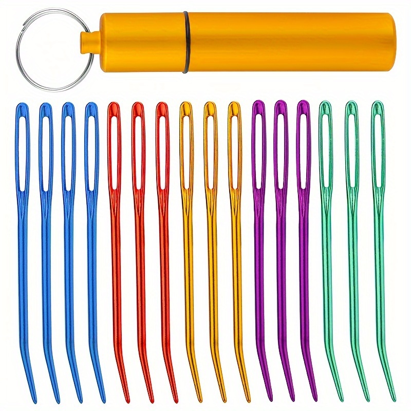 

Aluminum Yarn Darning Needles Set With Storage Tube - Metal Tapestry And Bent Needles For Knitting Crochet - Large Eye Blunt Needles Weaving Loom Tools & Accessories