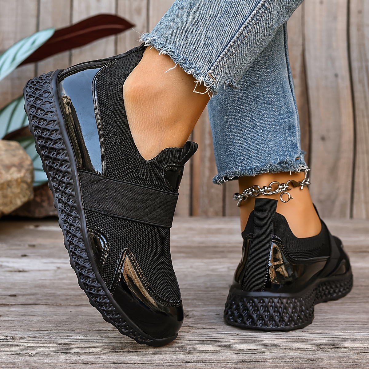 TEMU Women's Low-top Sneakers - Slip- - Casual With Cushioned Sole & Soft Fabric Upper, Round Toe For Casual Attire, Gym, Office - Breathable Low-top