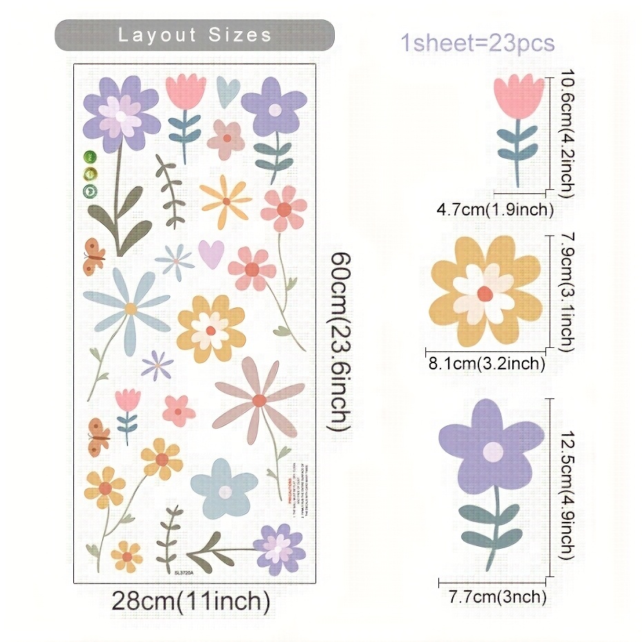 Image of Self-adhesive Wall Stickers Featuring Bohemian Flower Leaves For Decorating Bedrooms And Living Rooms. Removable Wall Decals Serve As Artistic Backdrops And Murals That Easily And .