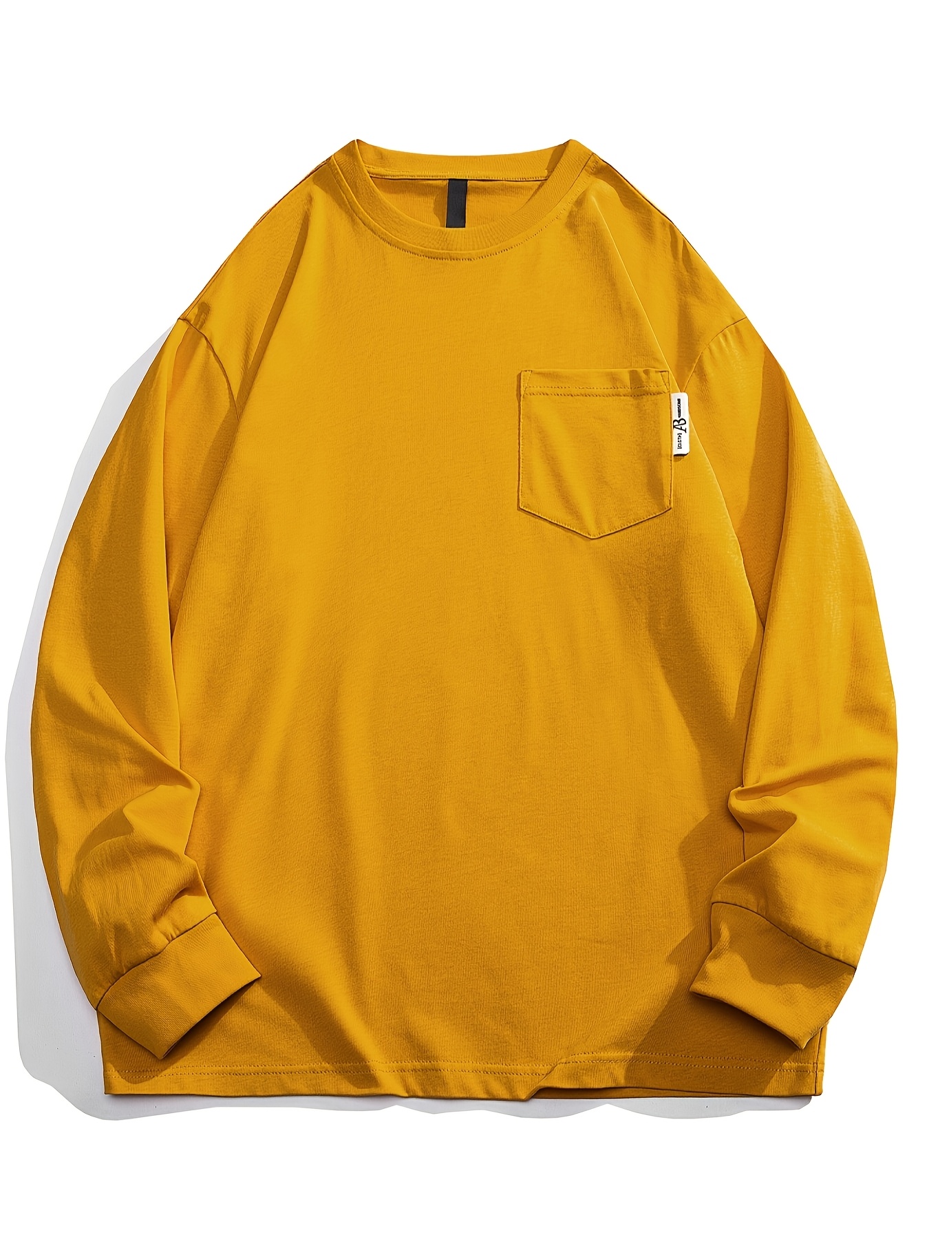 1pc heren casual crew neck lange mouw t shirt met zak 100% Temu