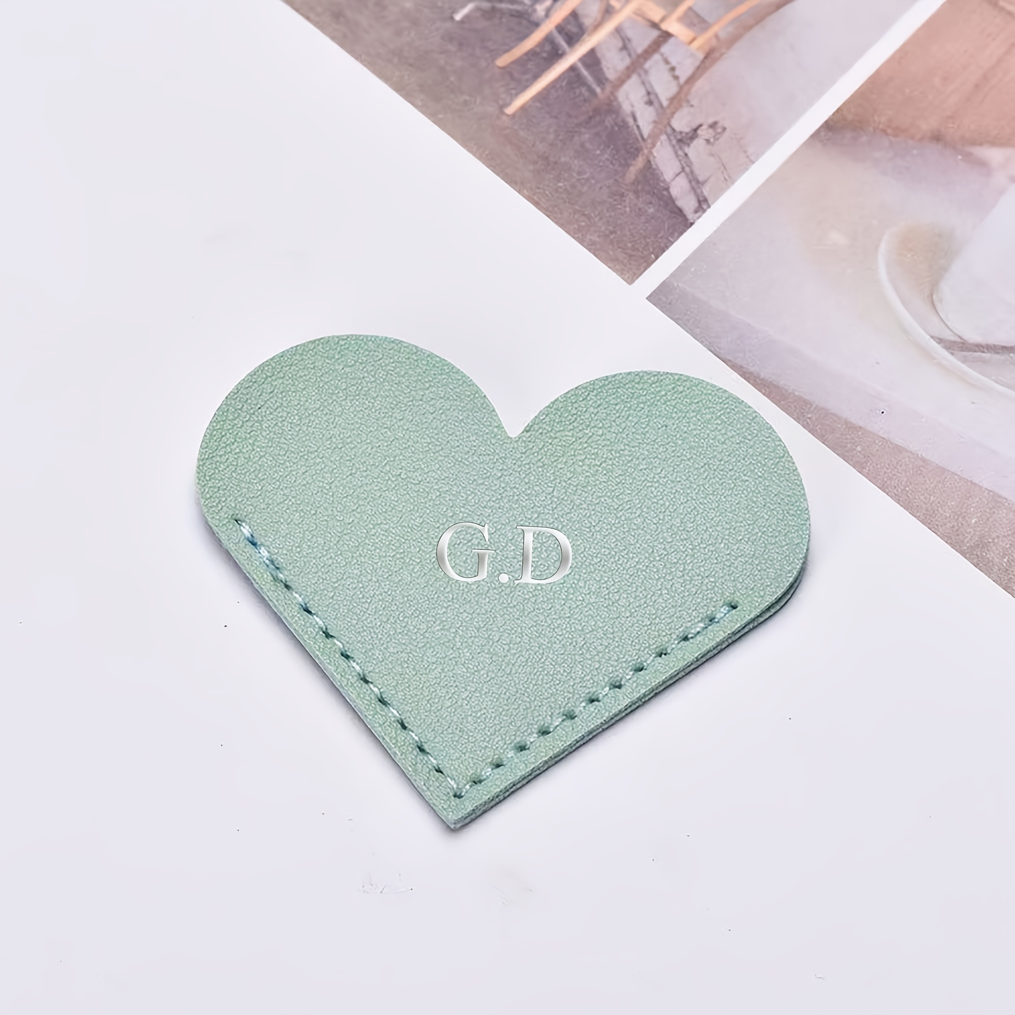 TEMU Personalized Custom Bookmarks 3d Silvery Engraving Proc Name Heart-shaped Pu Leather Corner Page Fashion Bookmarks Book Lovers Reading Page