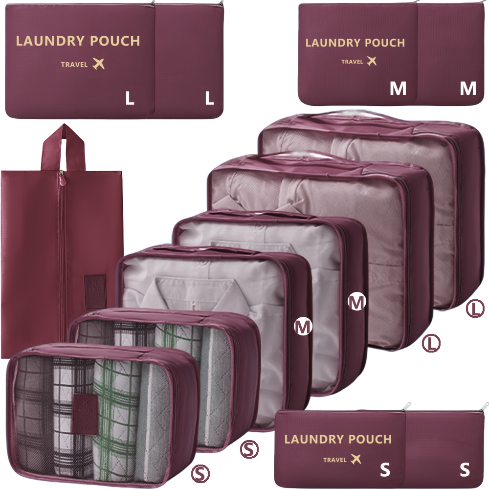TEMU 13pcs Luggage Storage Bag, Travel Packaging Cube Luggage Storage Set, Visible Mesh Travel Storage Bag, Luggage Lightweight Clothing Sorting Bag,