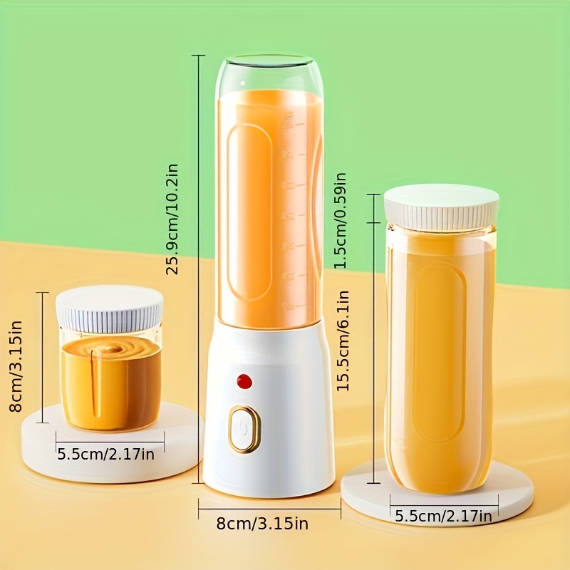 usb rechargeable portable blender with dual   cups multifunction mini juicer for smoothies coffee purees powerful citrus juicer with lithium battery plastic construction ideal gift idea 3