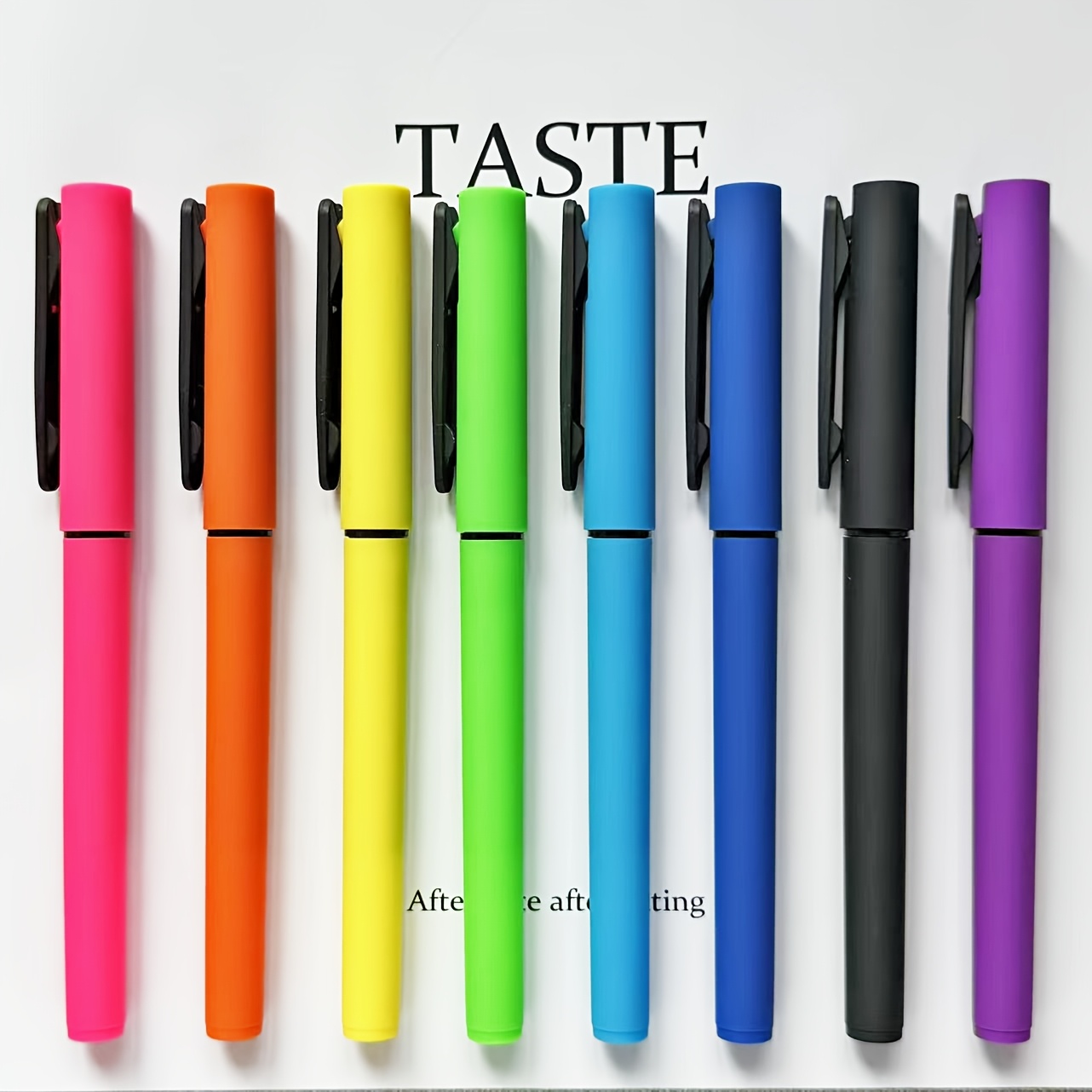 Image of 8pcs Bright Colors Ink Gel Pens, Stretch Clip, Tip, Black Ink Signature Pen, Premium Gift Set For Note Taking Drawing School And Office Supplies