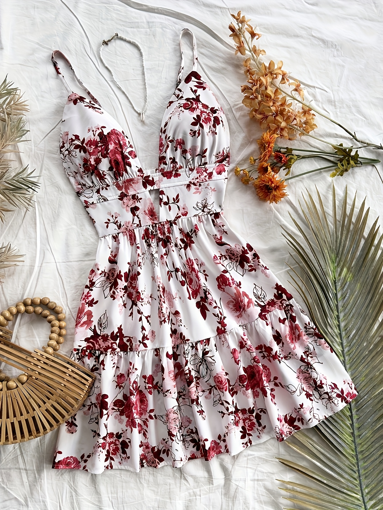 womens mini dress floral print spaghetti strap Temu Canada