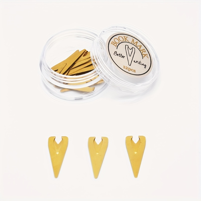 TEMU 12pcs Metal Hollow Bookmark Positioning Marker Bookmark Clip, Handbook Account Retro Brass Page Clip, Mini Creative Small Label Clip, Advanced