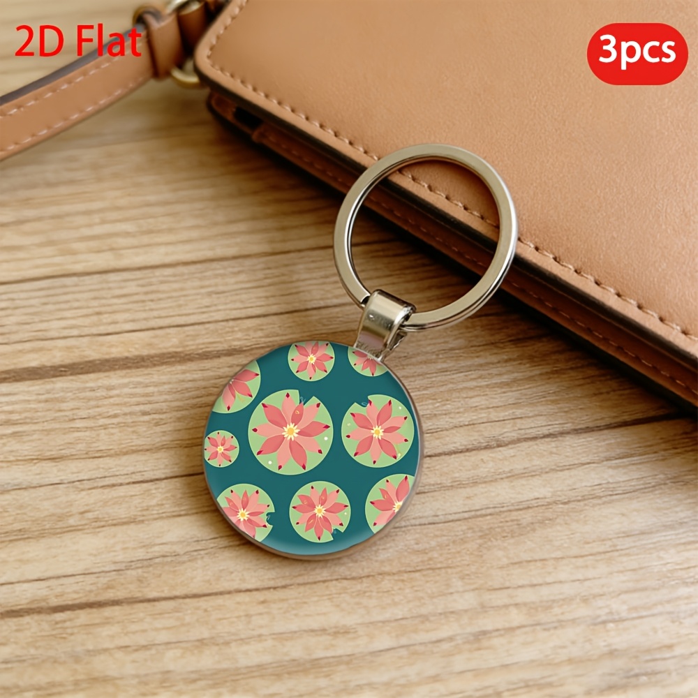 Lotus Pattern Key Chain, 3pcs Set