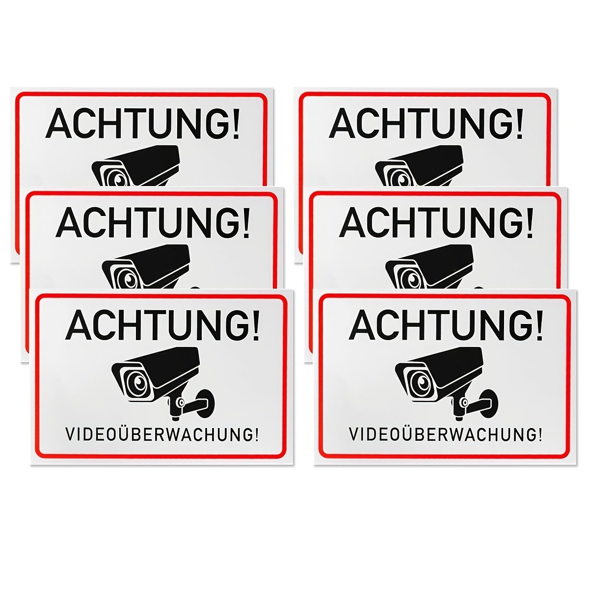 Image of 6pcs Video Surveillance Stickers, Suitable For Pasting On Places Like Entrance, Office Entrance, Mailbox, Windows, Garage And House Numbers, Size 5.91x3.94 Inches