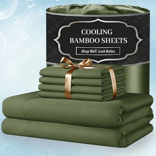 extra deep pocket bamboo sheets 4 6pcs breathable cooling bamboo bed sheet set hotel luxury fitted sheet set soft wrinkle free for extra deep mattresses room decor twin full queen king size sheet pillowcase sets