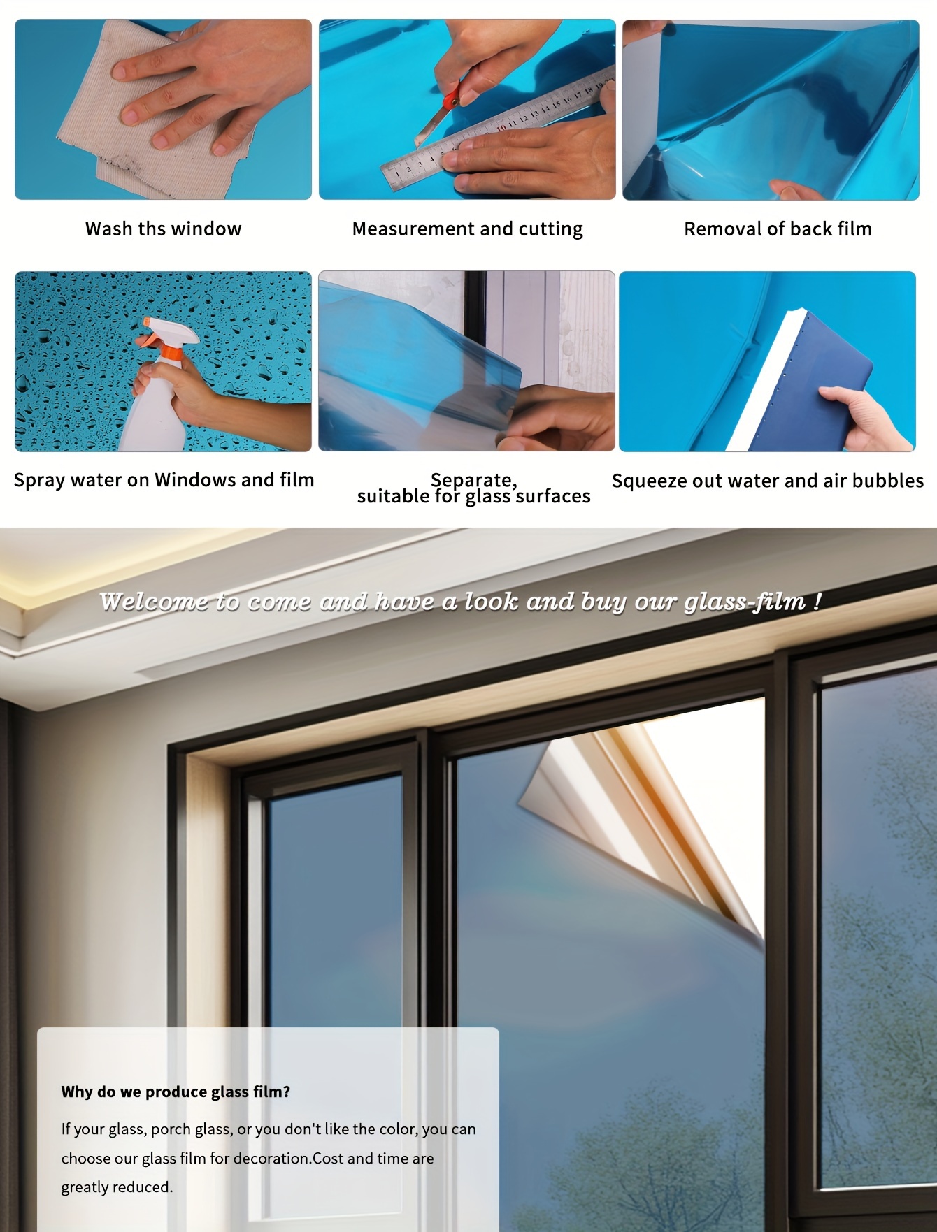 glass film sunshade sunscreen uv protection privacy window protector 1 roll   decoration   free electrostatic adsorption translucent heat insulation shading sunscreen for home bathroom door kitchen glass film glass sticker details 1