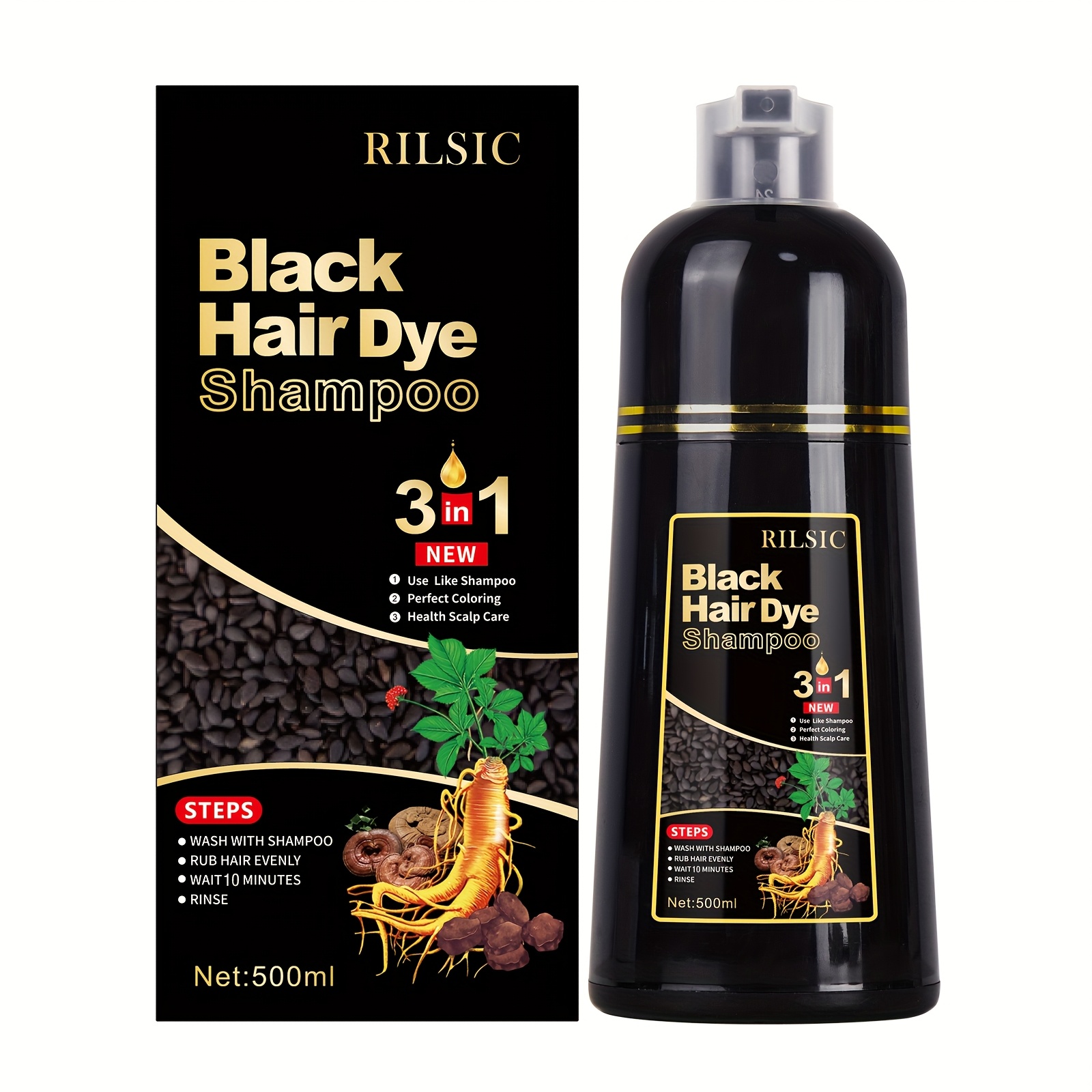 [Herbal Hair Color Shampoo] Hair Dye Shampoo 3in 1 for Women & Men, Instant Hair Color, 100% Grey Hair Coverage, Natural Hair Dye Coloring In Minutes, Hair Color Shampoo for Men And Women Instant Easy 3in 1 Herbal Hair Color Shampoo Ammonia Free Lasts 30 Days - 16.91oz