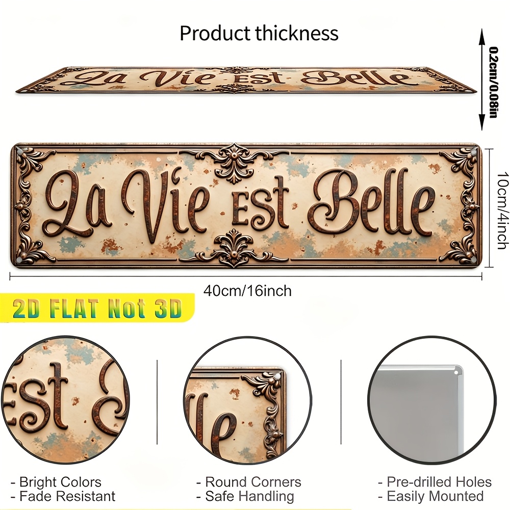 TEMU Plat 2D, 1 pièce, Plat 2D, pour décoratif uniquement, 1 pièce Plat 2D Panneau mural en fer texturé à vintage, fantaisiste et inspirant - Motif