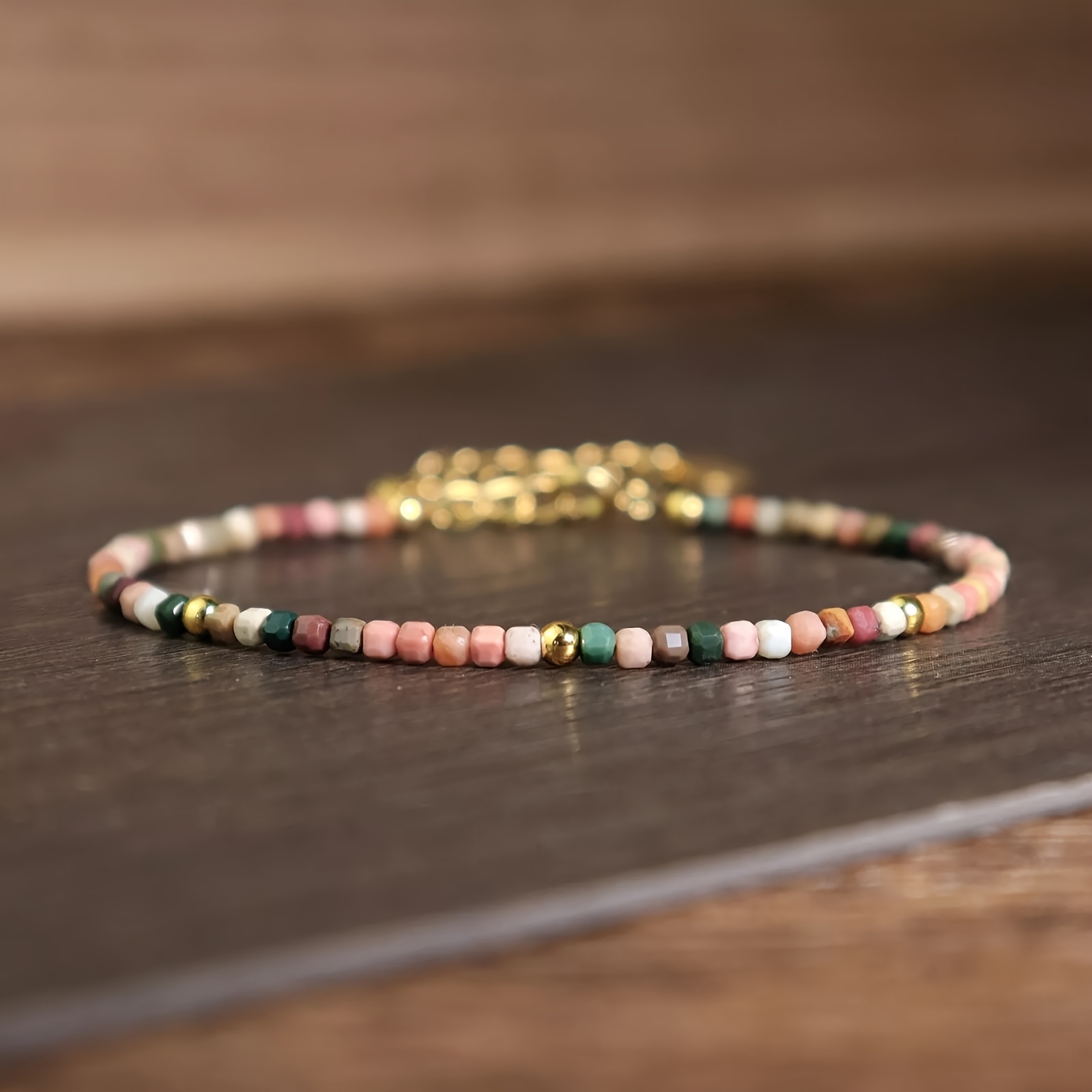 Natural Stone 1pc Boho Chic Square Handmade Beaded Jewelry Bracelet