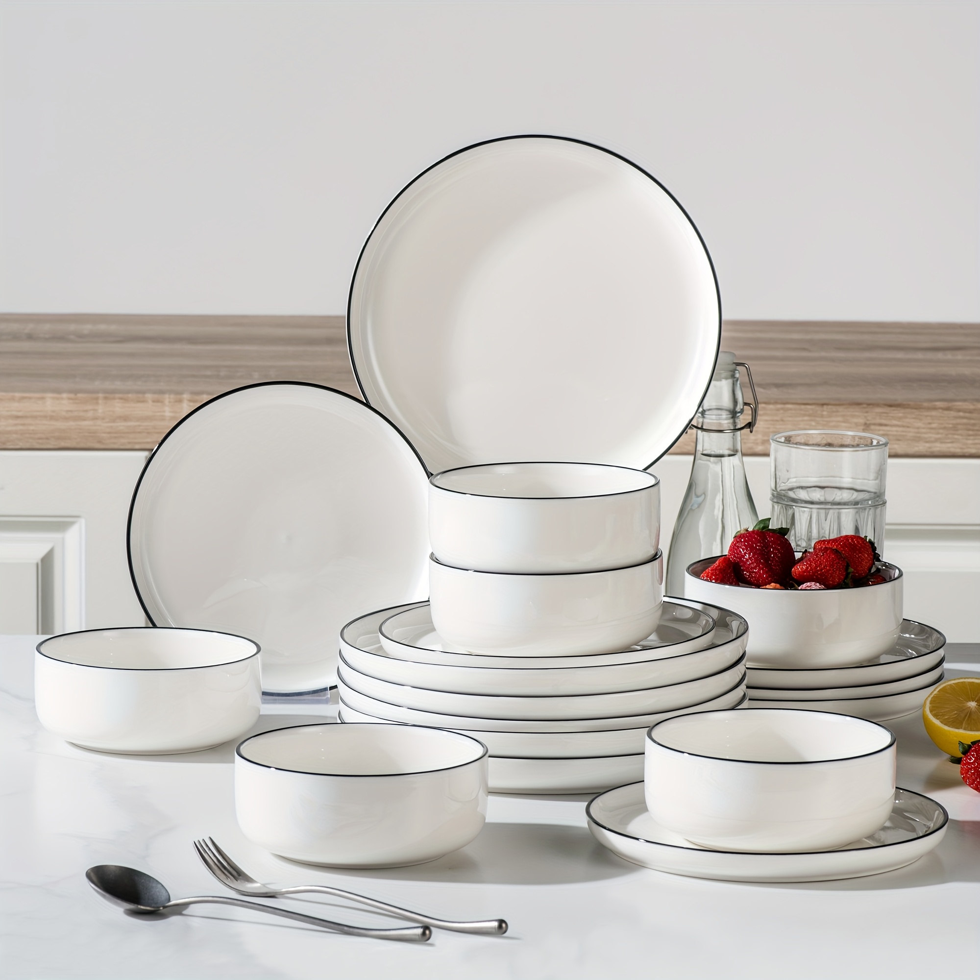 TEMU 18pcs Dinnerware Sets, Set, Dinnerware Set, Chip Resistant And Scratch Resistant | Dishwasher & Microwave Safe, Holiday And Housewarming Gifts