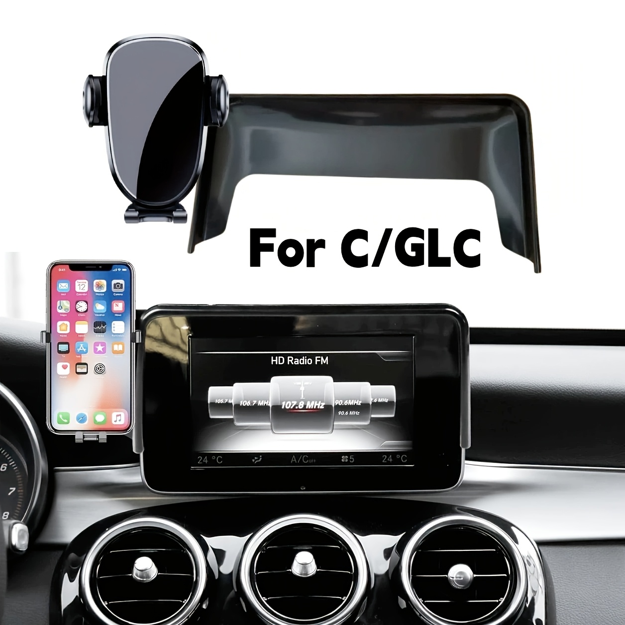 TEMU Car Phone Holder For Benz W205 2015-2018/ Glc X253 2016-2019 | 7-inch Screen Compatible, Left-hand Drive Quiet And Stable Navigation Mount, 360Â°