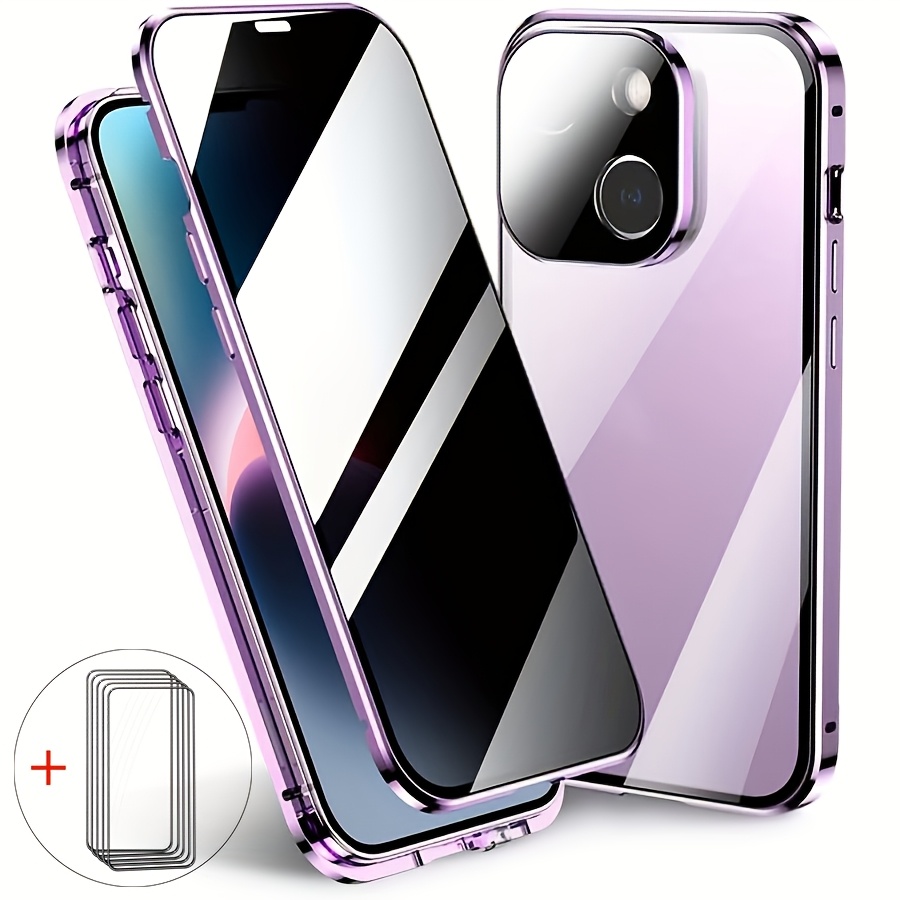 TEMU Phone Case: Anti-peeping Magnetic Phone Case For Iphone 11/12/13/14/15/16 Plus/pro/pro Max/16e - 360° Privacy Screen & Lens Protector, Clear