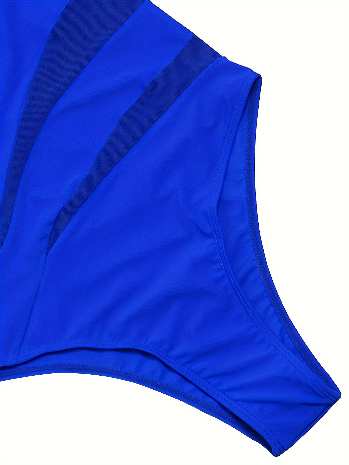 one shoulder 1pc swimsuit asymmetrical contrast mesh tummy - Temu