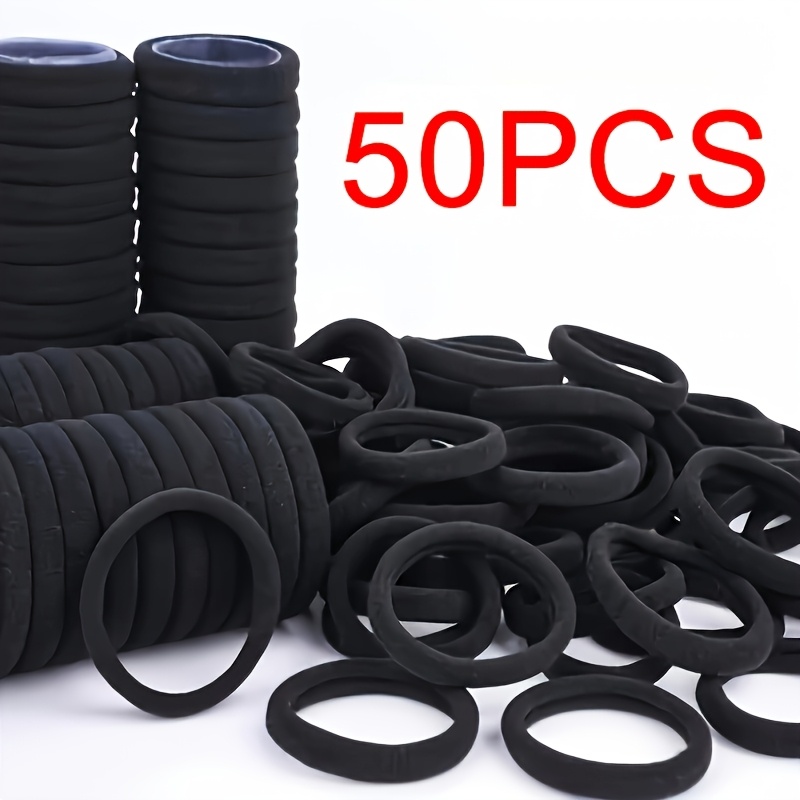 TEMU 50 Ligas para el Cabello Negras, Accesorios para el Cabello de Elasticidad y Diseño Sencillo, Adecuadas para Salidas y para Combinar con Varios