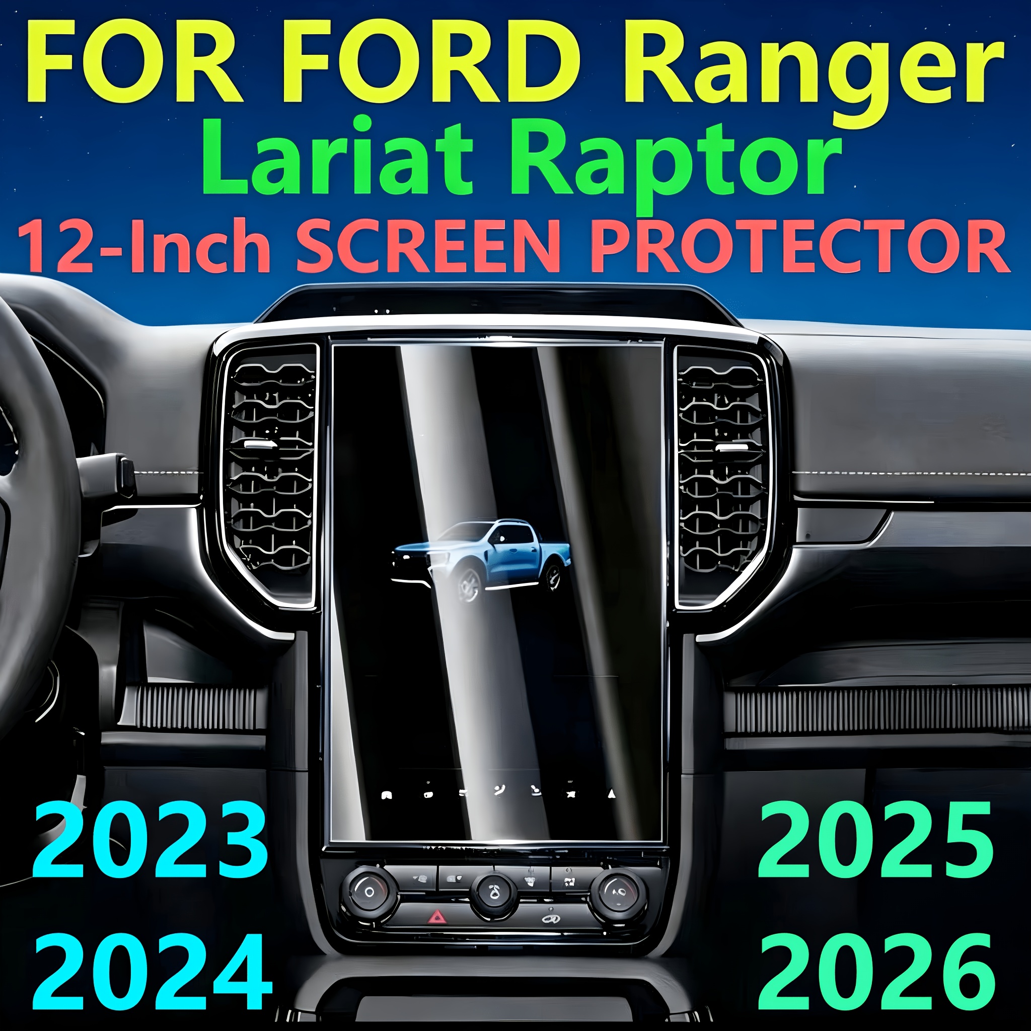 TEMU For Ford Ranger Raptor 12-inch 2023 2024 2025 2026 12-inch Navigation Screen Protector, 9h Touchscreen Protective Film