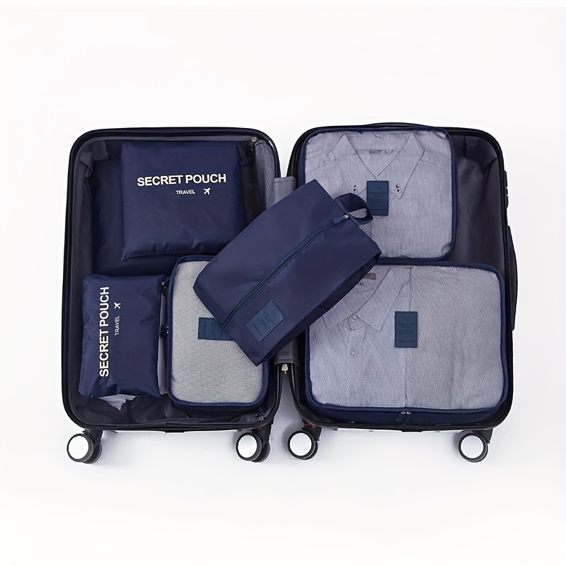 Set Six Travel Bags Clothing Cosmetics Toiletries