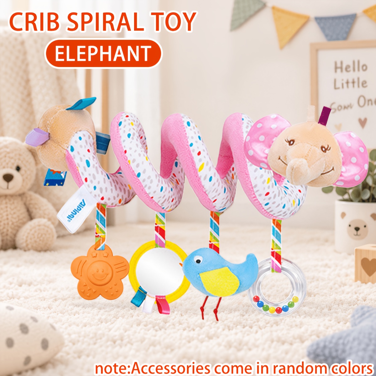 Image of 3 Styles Donkey Elephant Crib Spiral Rattle Toy, Infant Sensory Enlightenment Educational Toy, Baby Stroller Hanging Soothing Toy, Newborn Hand Training Toy, Ideal Birthday Gift For Babies
