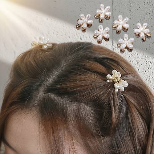 2 4 pack white side clips with floral accents multifunctional braiding and hair tying clips for day and night