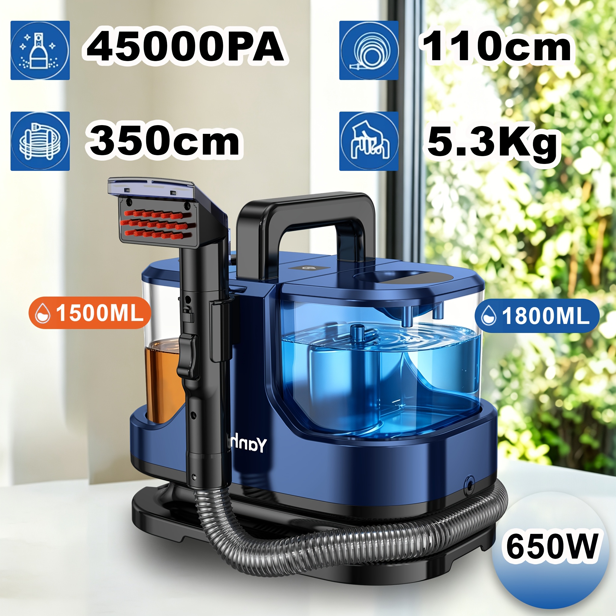 Yanhama 650w Fabric Cleaning Machine 45000pa Strong Suction Spray And Suction Integrated Machine Sofa Carpet Mattress Cleaning Artifact Portable Handheld Easy To Operate Fabric Cleaning Tool Design
