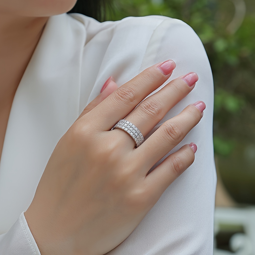 Women's 925 Silver Moissanite Eternity Ring
