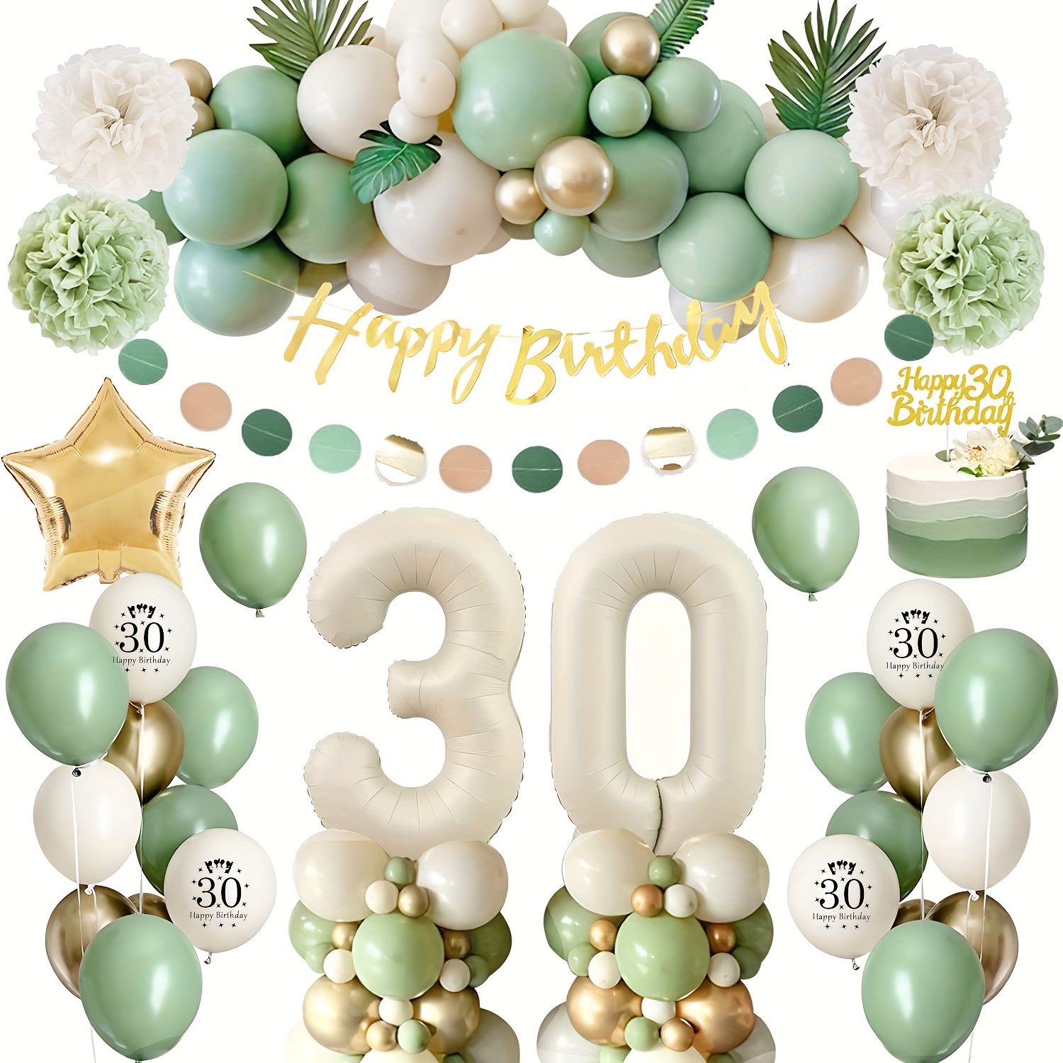 Decoraciones de cumpleaños número 30 para hombres, kit de globos azules de  feliz cumpleaños 30 para él, suministros de fiesta con pancarta negra