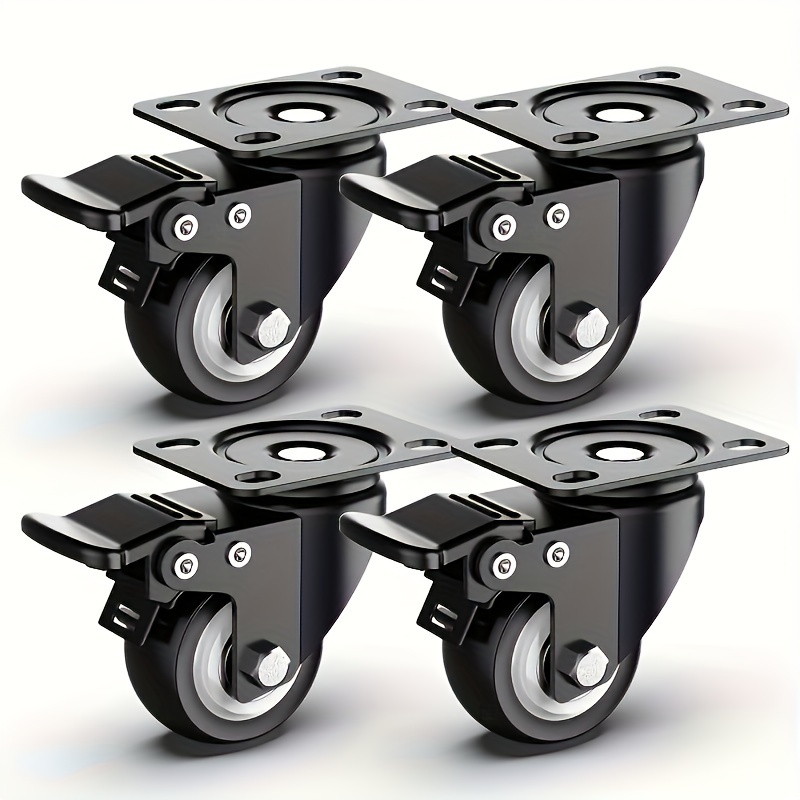 TEMU 4 Heavy-duty 1.5-inch Swivel Caster Wheels With Brakes - Durable Furniture Hardware For Chairs, Tables, Storage Bins, Office Cabinets, Locking