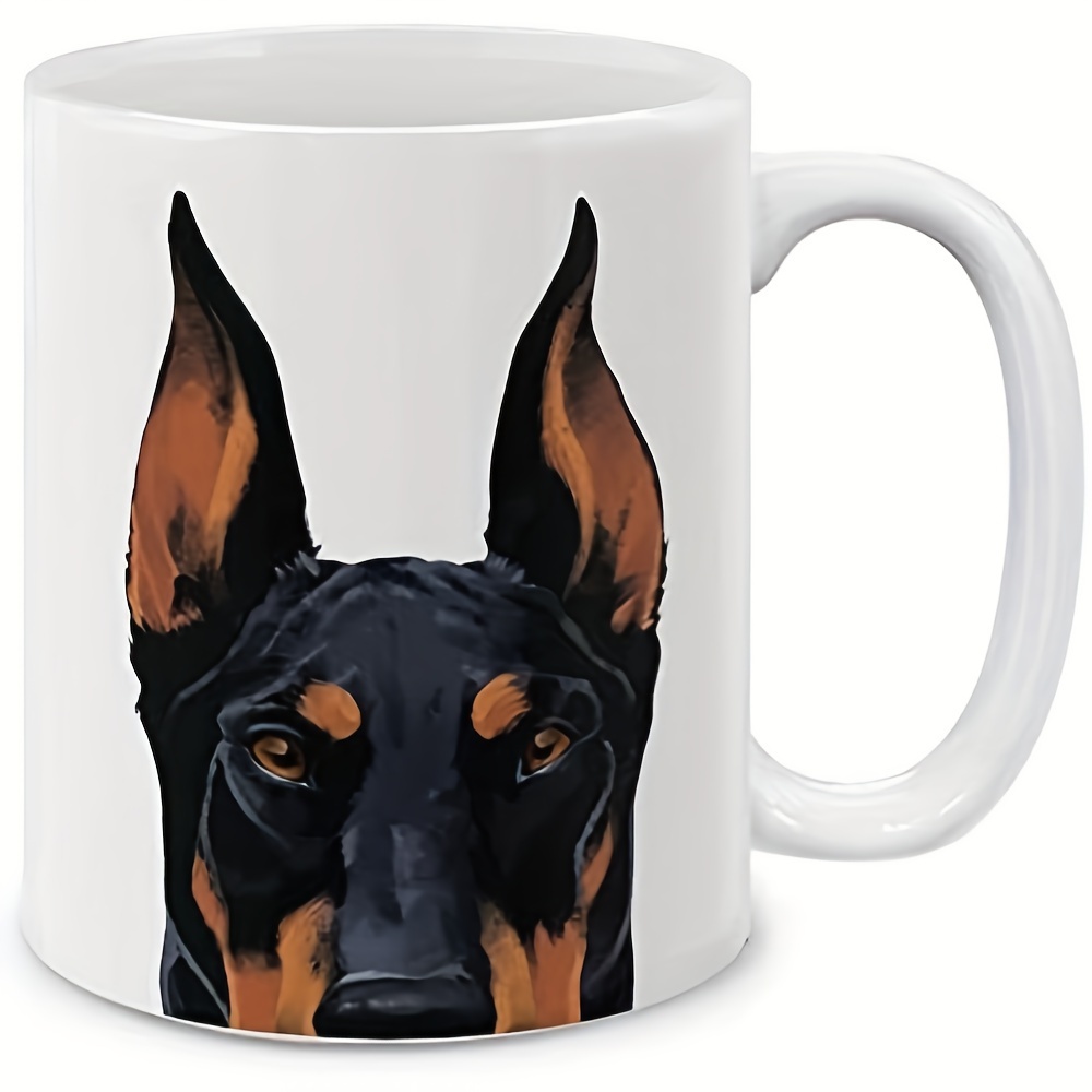 

1pc, Dog Lover Mug - 11oz, Insulated For Hot & Cold Drinks, Perfect Gift For Pet Owners, Ideal For Coffee, Tea, Water - Hand Wash Only, Black Rust Doberman Pinscher Dog