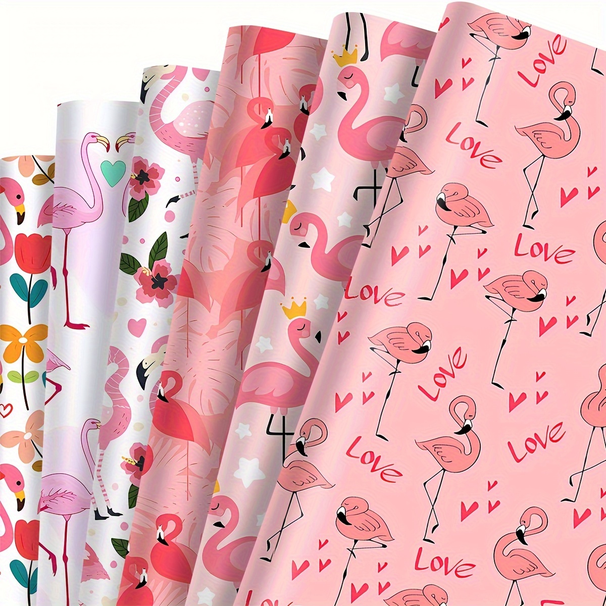 

6pcs Set Cartoon Flamingo Pink Theme 19.7x17.7in, Thickened Polyester Fabric Set 120gsm Quilted Patchwork Suitable For Diy Decoration, Gift Packaging, Quilted Quilt