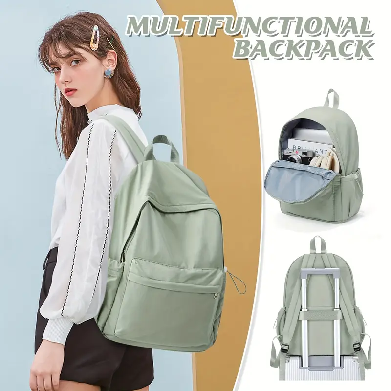 Nylon Laptop Backpack For Women With Adjustable Shoulder Straps, No Pattern, 15.6-Inch Laptop Compatible, For * Travel Nylon Laptop Backpack For Women With Adjustable Shoulder Straps, No Pattern, 15.6-Inch Laptop Compatible, For * Travel