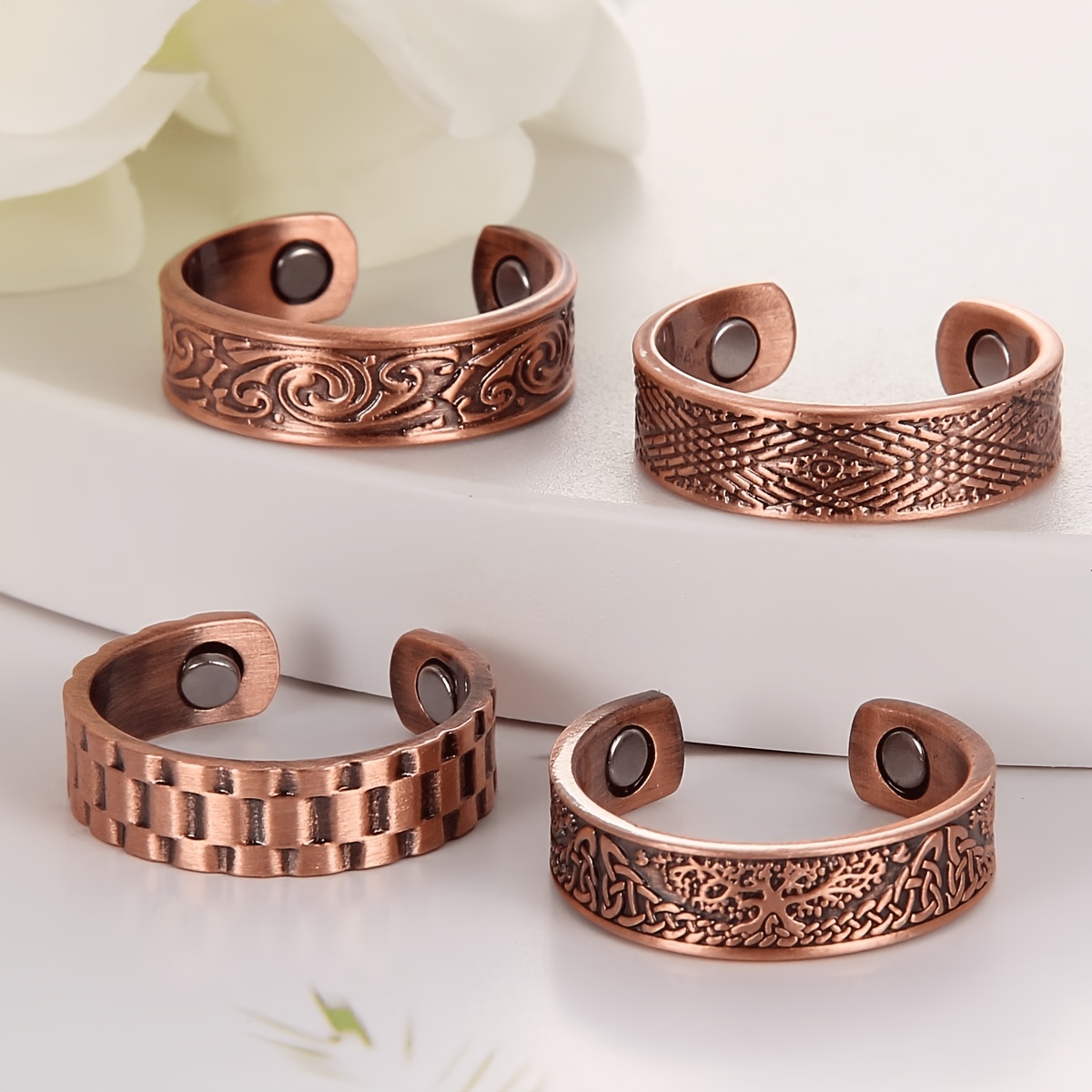 TEMU 4pcs Copper Magnetic Ring, Perfect Gift For Men And Women, Jewelry Christmas Gift