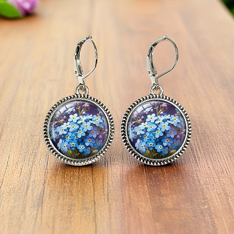 TEMU 1 Pair Me Not Retro Earring Round Glass Dome Earrings