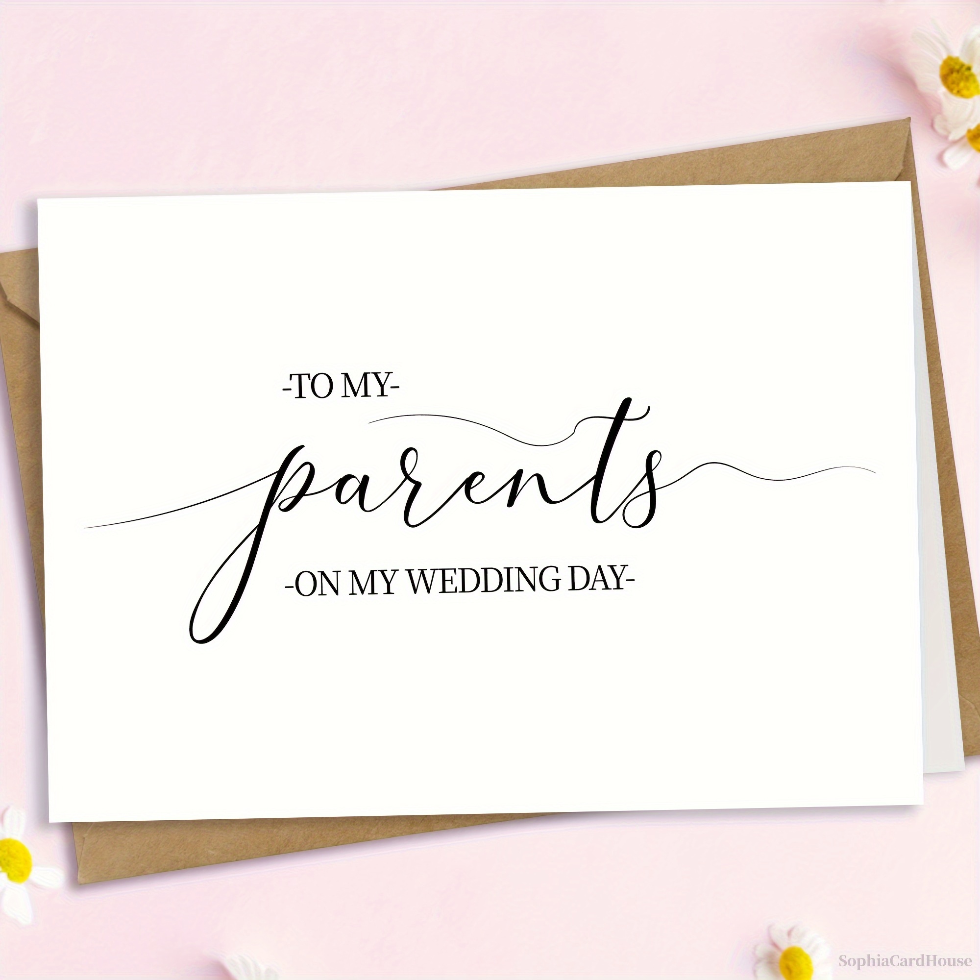 

1 Pc Personalized Wedding Day Card For Parents - Elegant Keepsake Thank You Greeting Card With Envelope, "to My Parents On My Wedding Day" In English - Special Occasion Appreciation Note