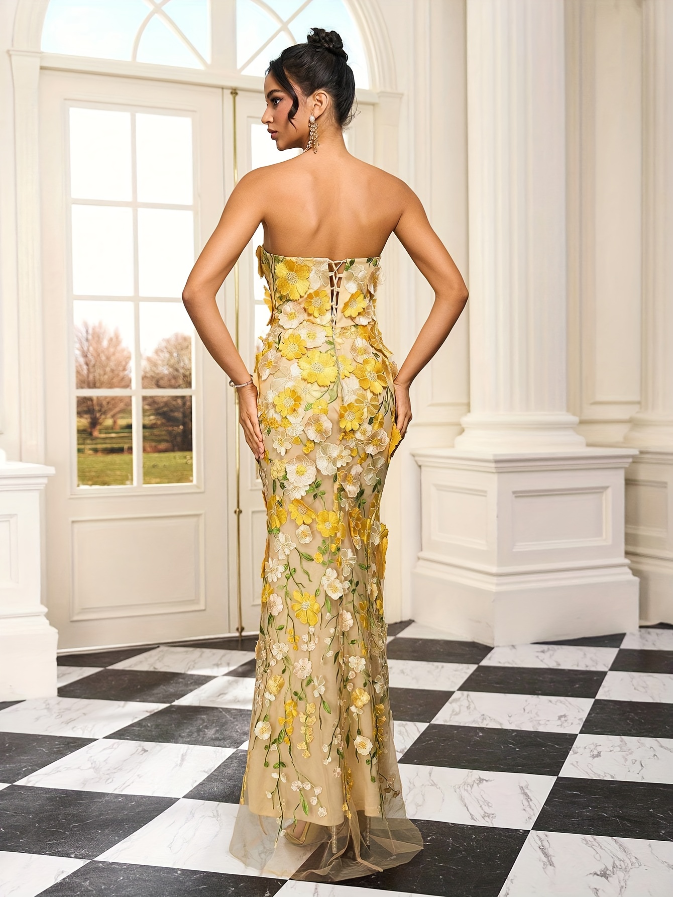 formal bandeau dress Sheila | Olive Bandeau Maxi Dress With Scarf Detail