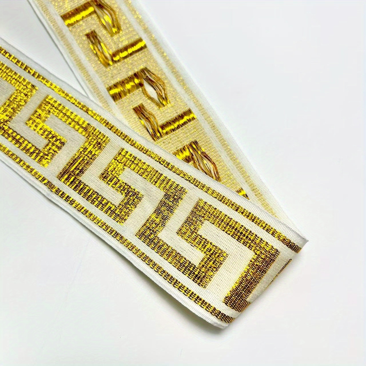 Image of 1 Roll Of 7 Meters/7. 45mm Long Decorative Jacquard Ribbon With - For Sewing Decorations On Clothing, Bags, And Fabric Crafts - Ethnic Style Clothing Supplies And Additions