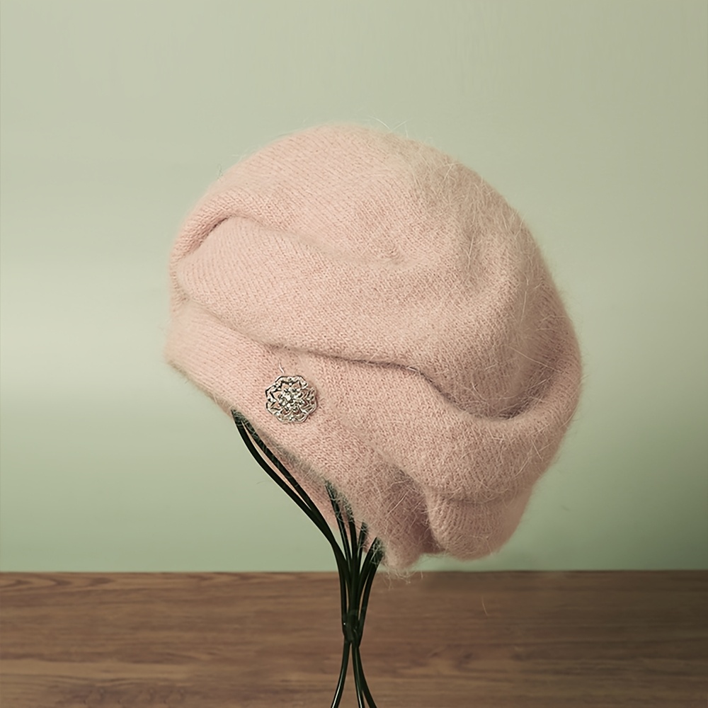 Womens Wool Blend Beanie Hat Autumn Winter Knitted Warm