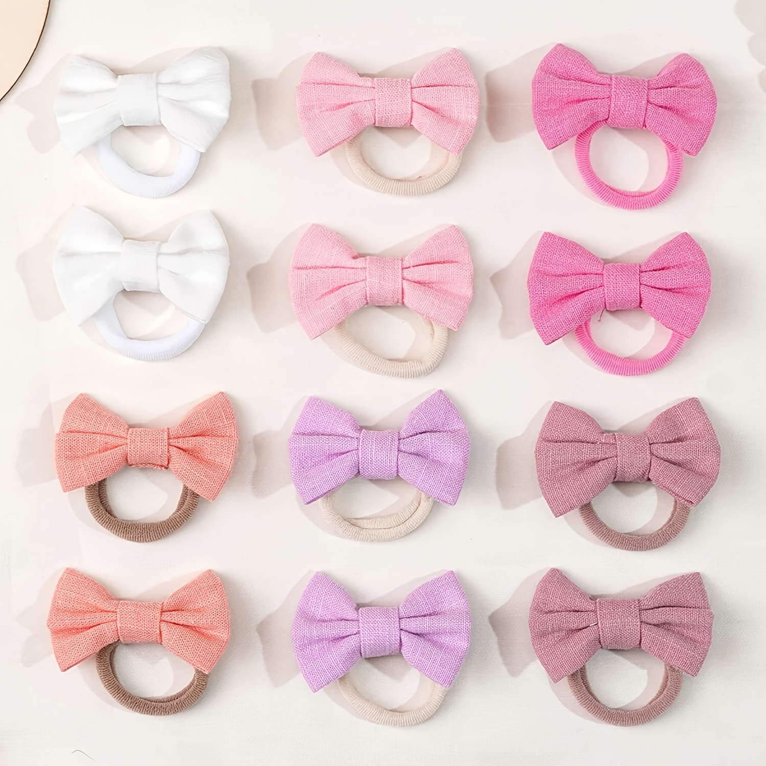 TEMU 12pcs Cute 's Bow Hair Ties, Candy-colored Elastic Hairbands, Soft And Stretchy, Non-damaging To Hair, Perfect For Back-to- And Birthday Gifts