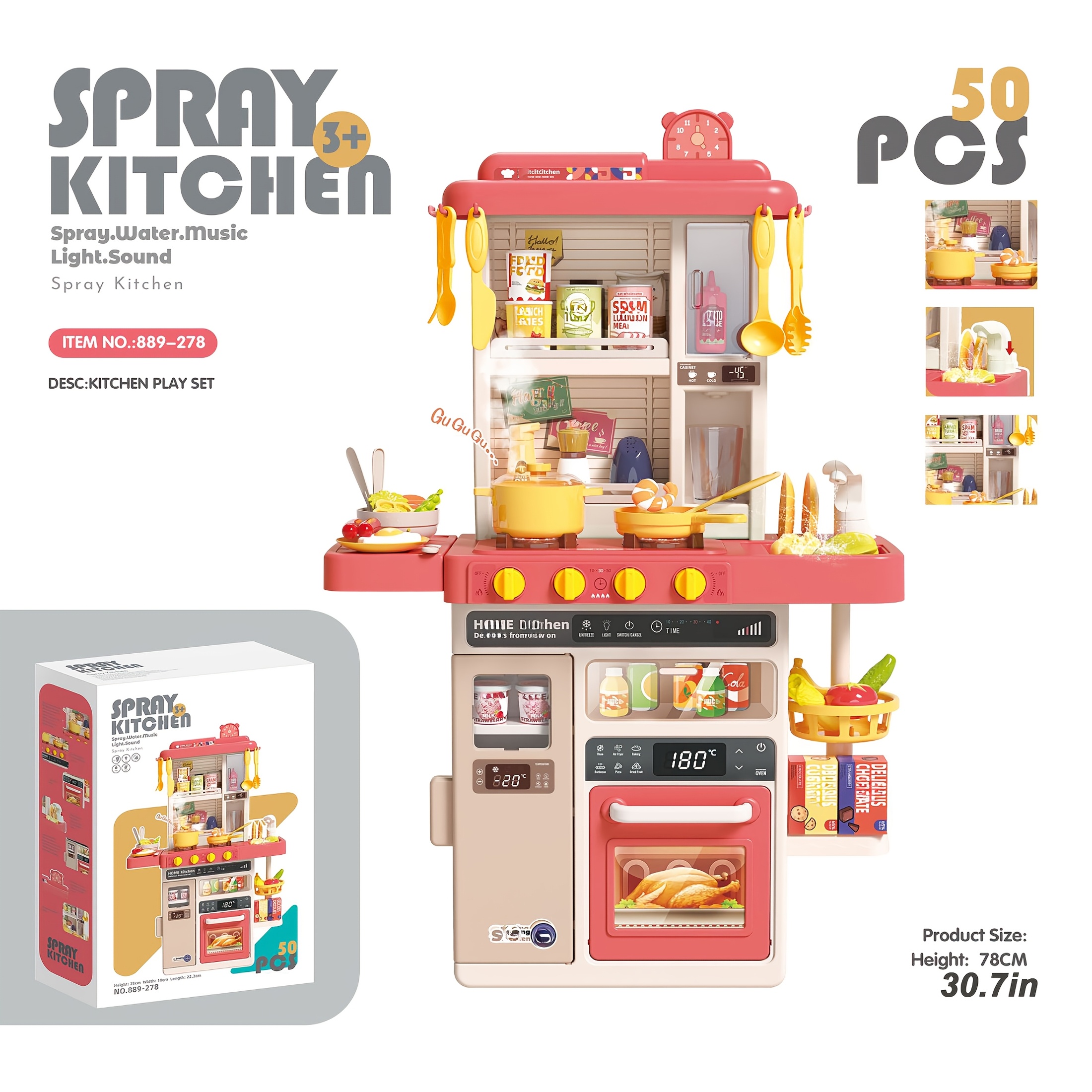 TEMU Family Interactive Kitchen Toy Set , Suitable Gift For Children Over 3 Years Old (aa Batteries Not Included)